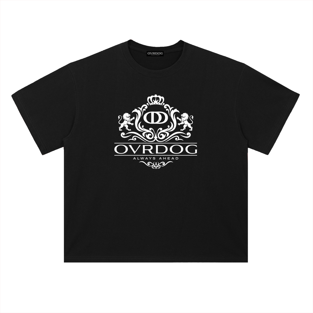 BLACK PRINTED OVRDOG CREST T-SHIRT