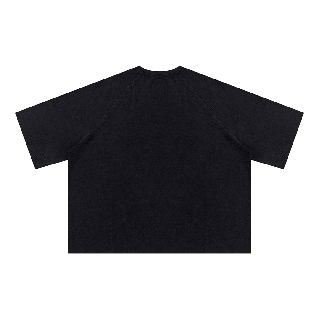 BLACK PRINTED OVRDOG WAFFLE T-SHIRT