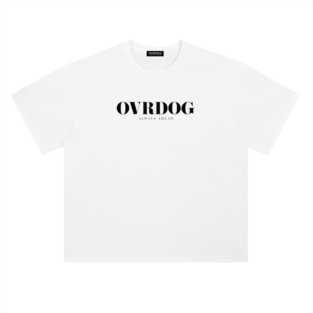 WHITE PRINTED OVRDOG ALWAYS AHEAD T-SHIRT