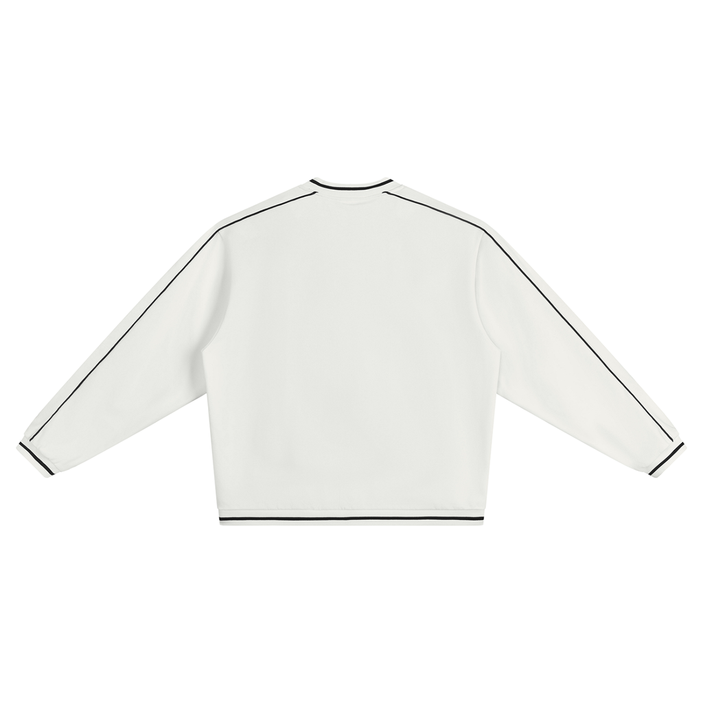 WHITE PRINTED OVRDOG V-NECK SWEATSHIRT