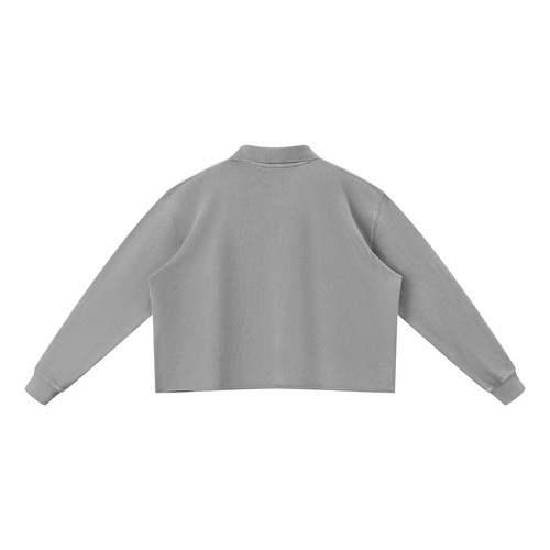 GRAY PRINTED OVRDOG COLLAR SWEATSHIRT