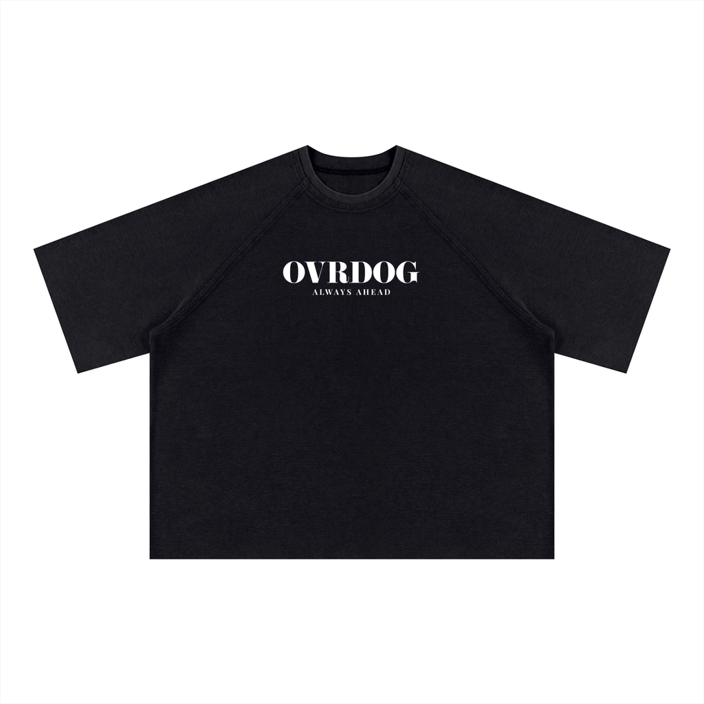 BLACK PRINTED OVRDOG WAFFLE T-SHIRT