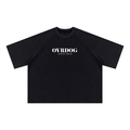 BLACK PRINTED OVRDOG WAFFLE T-SHIRT