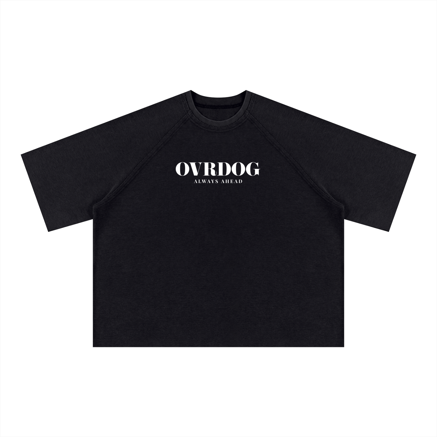 BLACK PRINTED OVRDOG WAFFLE T-SHIRT
