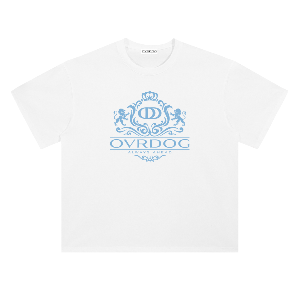 WHITE PRINTED OVRDOG BLUE CREST T-SHIRT