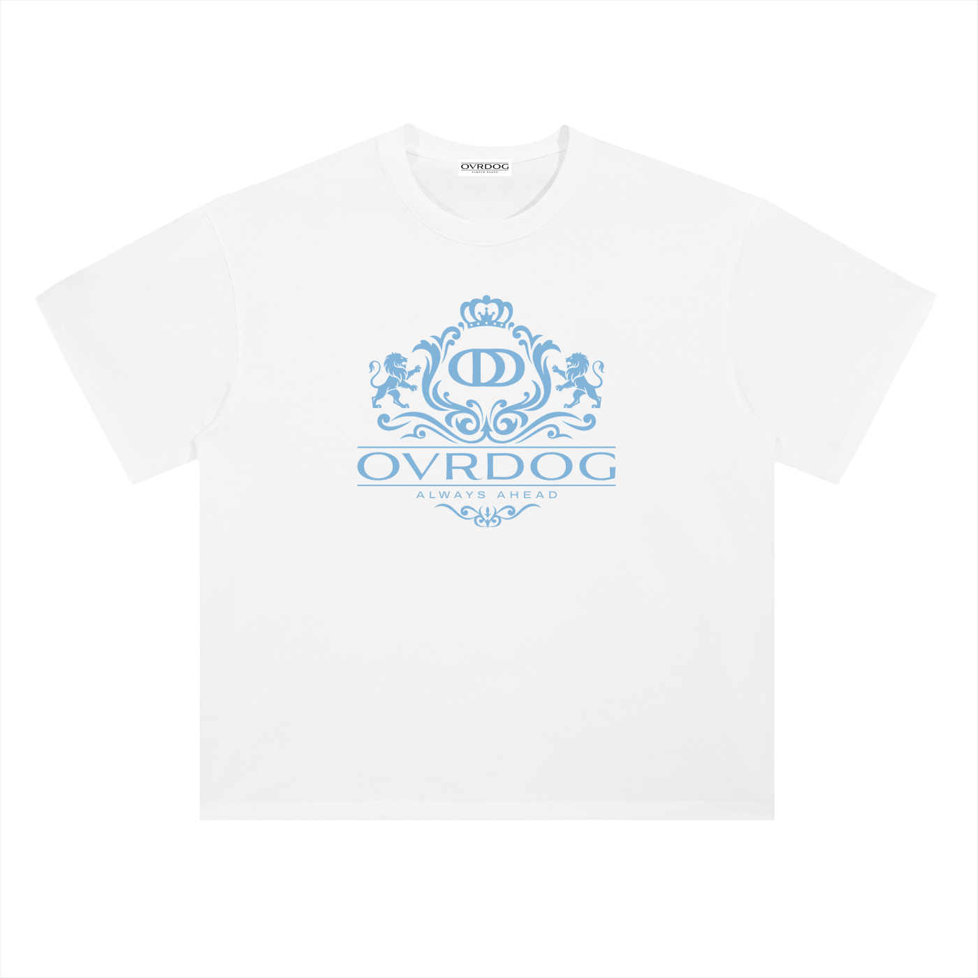 WHITE PRINTED OVRDOG BLUE CREST T-SHIRT