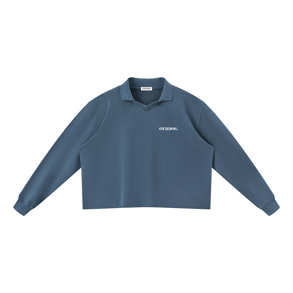 BLUE PRINTED OVRDOG COLLAR SWEATSHIRT