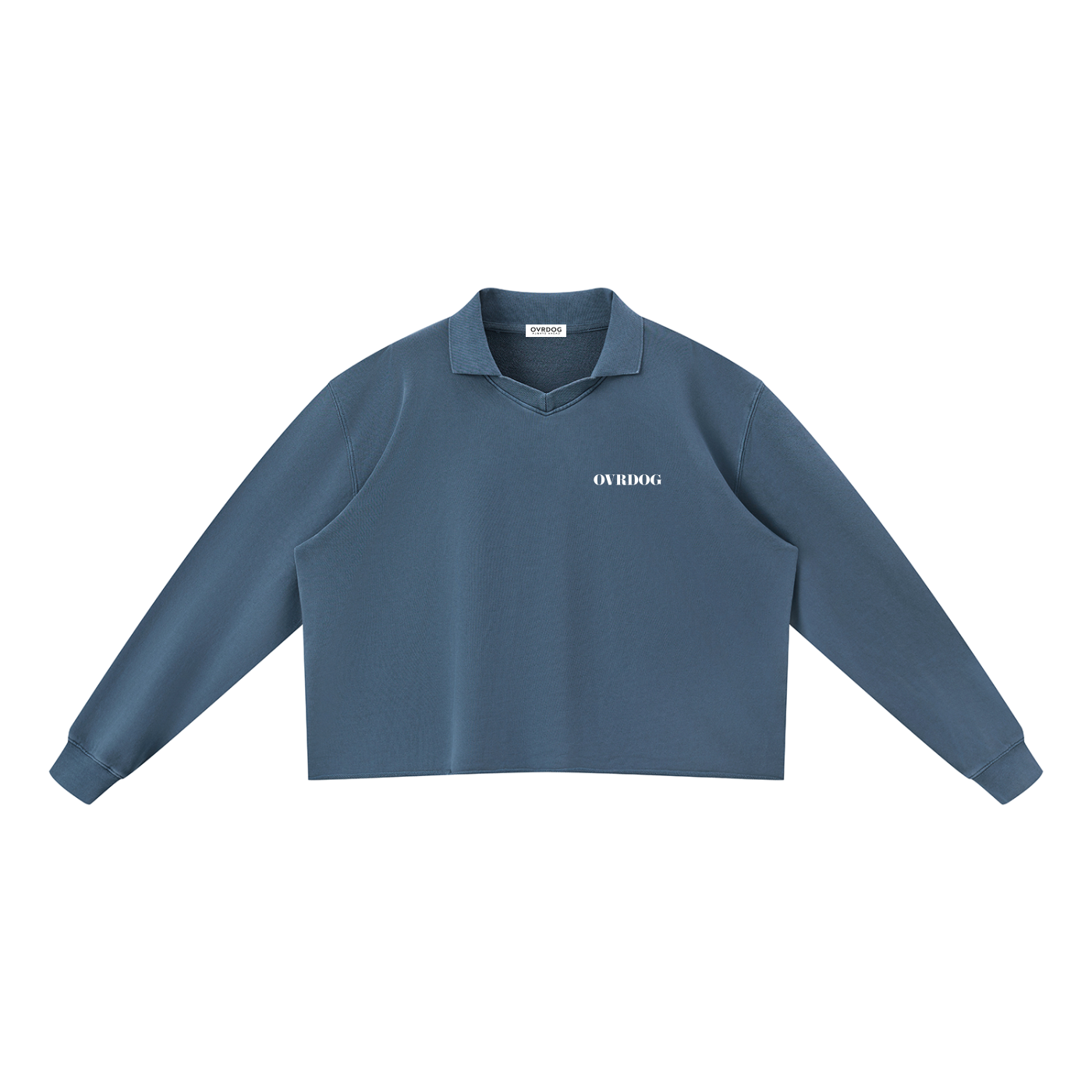 BLUE PRINTED OVRDOG COLLAR SWEATSHIRT