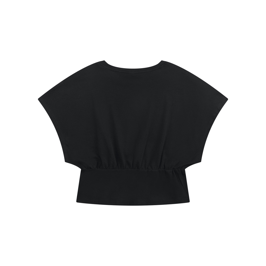 BLACK PRINTED OVRDOG CROP T-SHIR