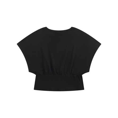 BLACK PRINTED OVRDOG CROP T-SHIR