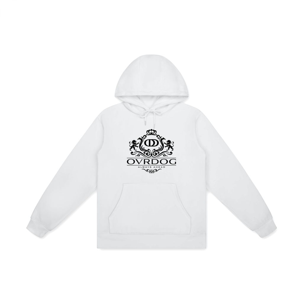 WHITE PRINTED OVRDOG CREST HOODIE