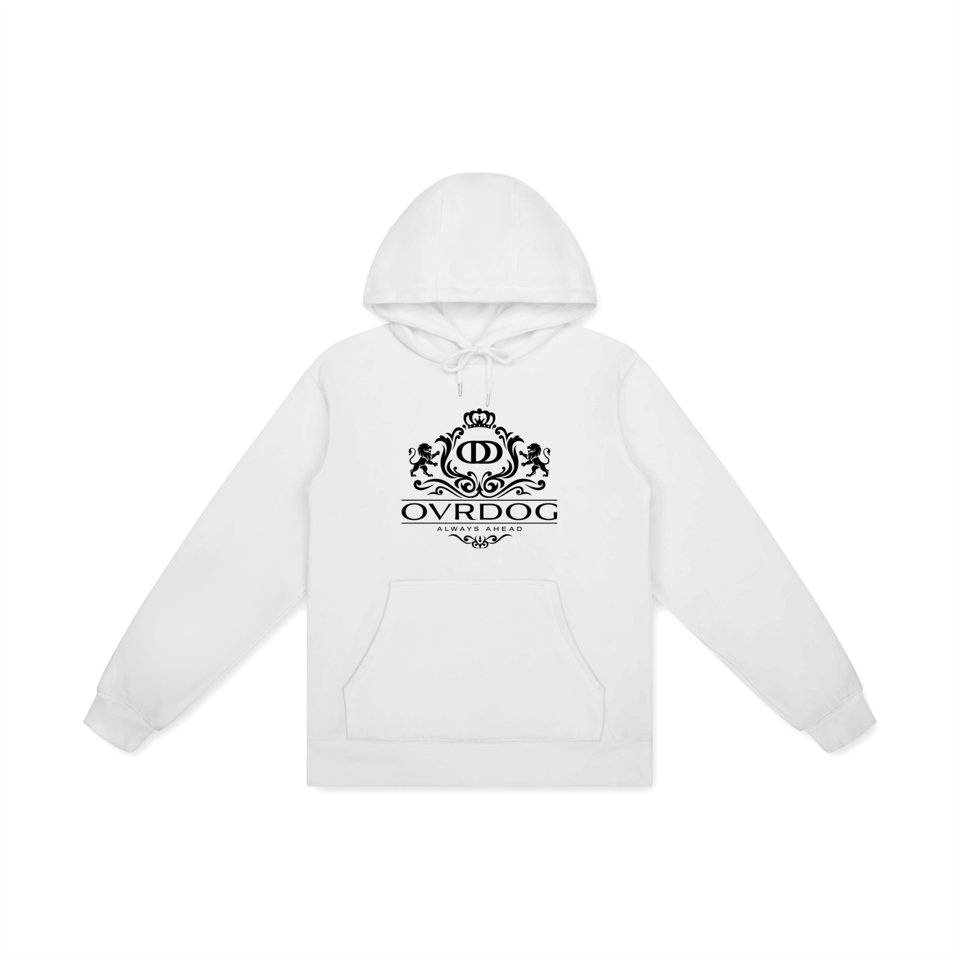 WHITE PRINTED OVRDOG CREST HOODIE