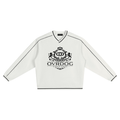 WHITE PRINTED OVRDOG V-NECK SWEATSHIRT