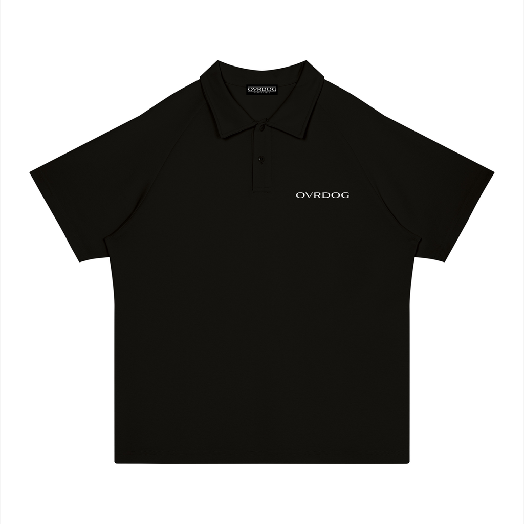 BLACK PRINTED OVRDOG POLO SHIRT
