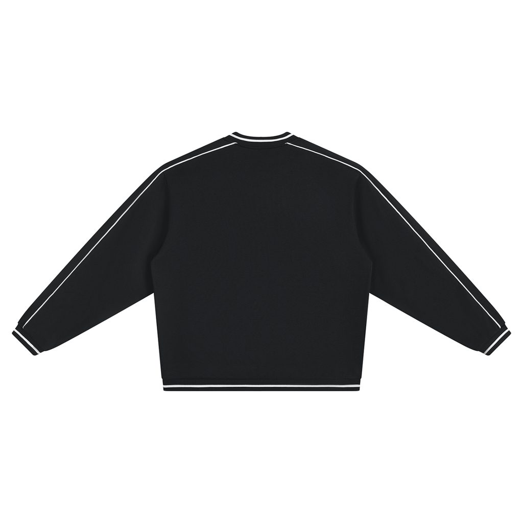BLACK PRINTED OVRDOG V-NECK SWEATSHIRT