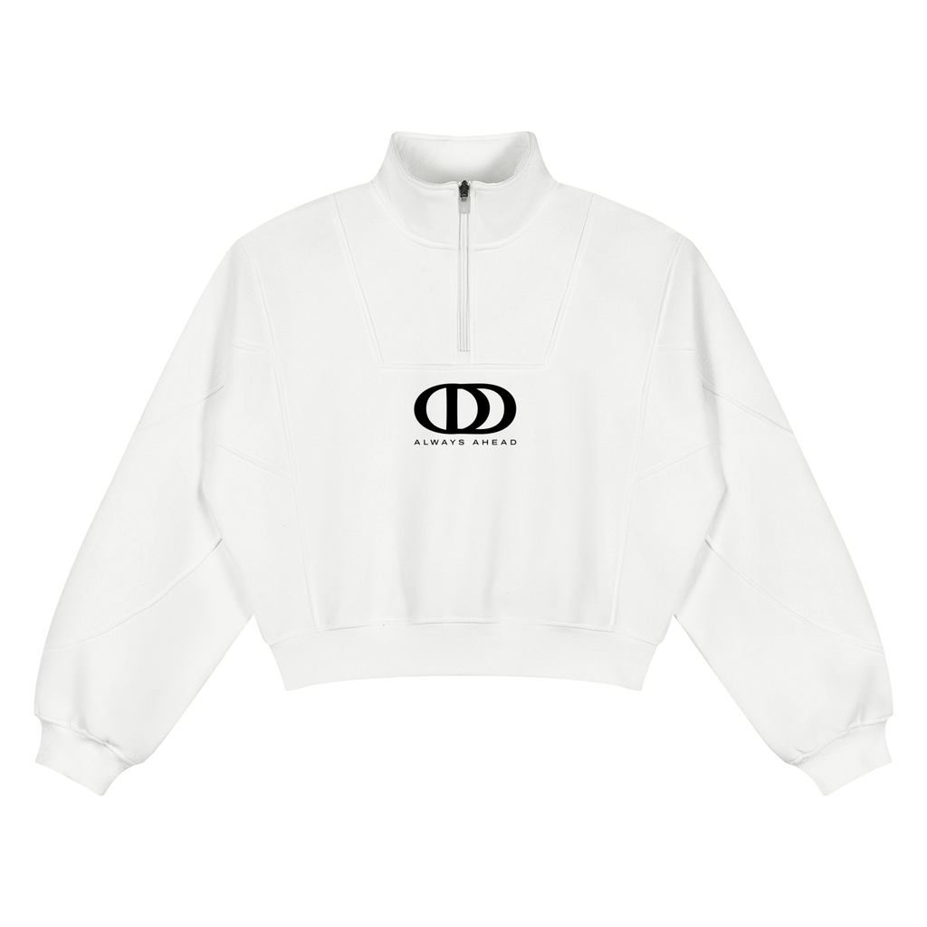 WHITE PRINTED OVRDOG OD QUARTER ZIP SWEATSHIRT