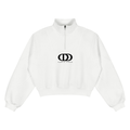 WHITE PRINTED OVRDOG OD QUARTER ZIP SWEATSHIRT