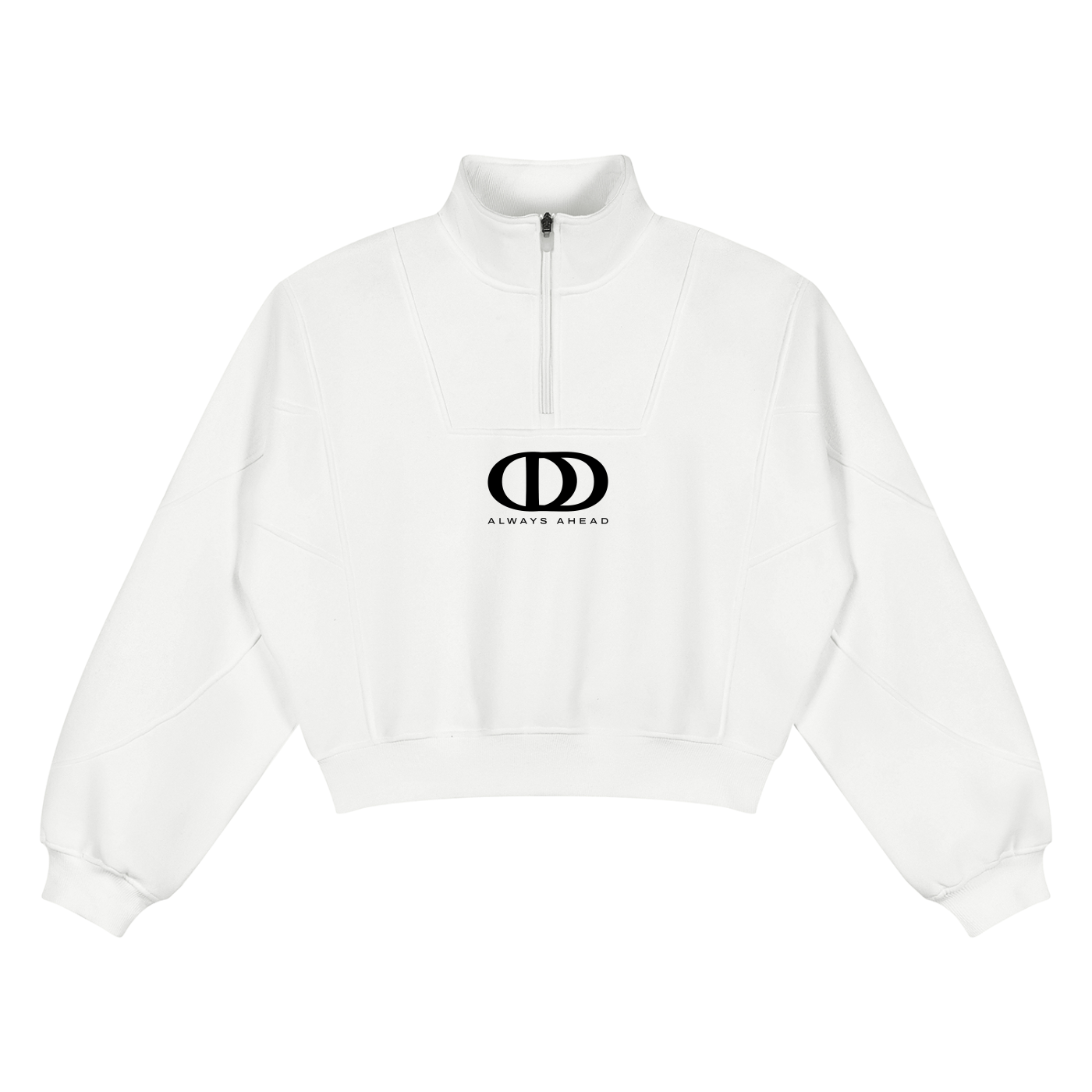 WHITE PRINTED OVRDOG OD QUARTER ZIP SWEATSHIRT