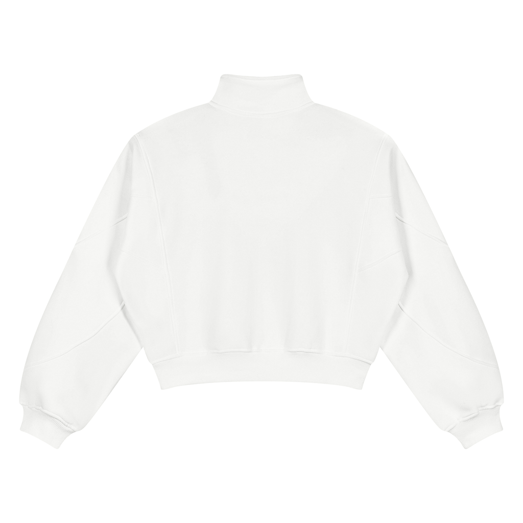 WHITE PRINTED OVRDOG OD QUARTER ZIP SWEATSHIRT