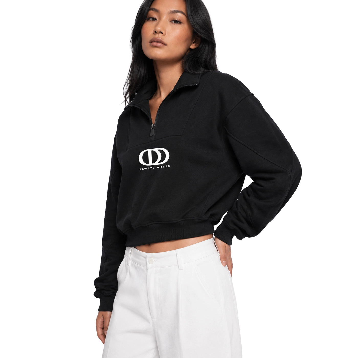 BLACK PRINTED OVRDOG OD QUARTER ZIP SWEATSHIRT